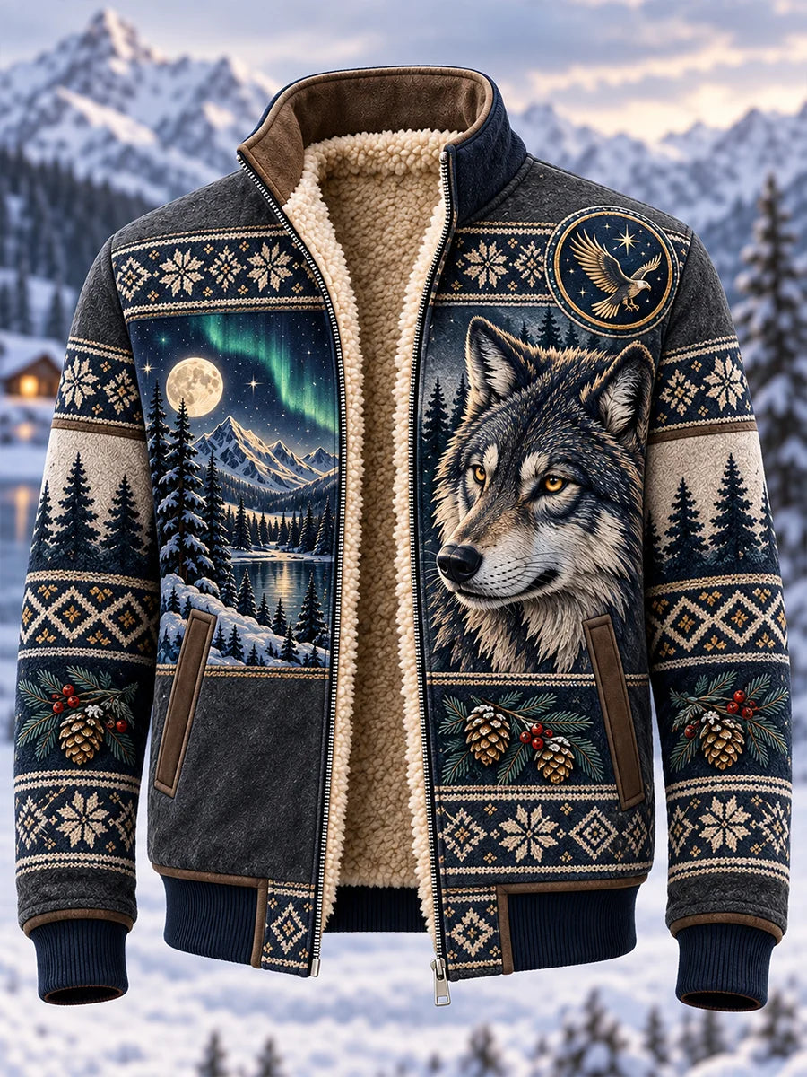 Men's Nordic Forest Animals Zip-Up Jacket