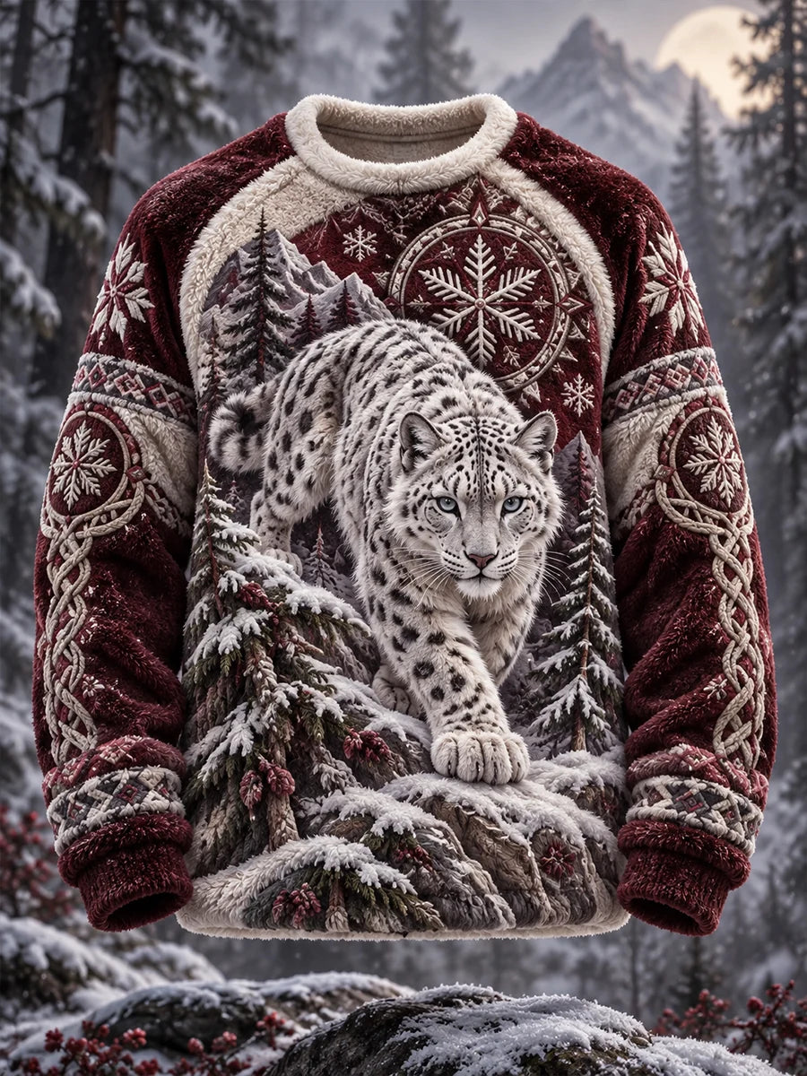 Men's Nordic Forest Animal Flannel Long-Sleeve Sweatshirt