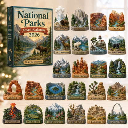 CHRISTMAS KICKOFF 40% OFF - National Parks Advent Calendar 2026 - 24-Day Festive Countdown, Acrylic Charms Blind Box - Gift For Family & Friends