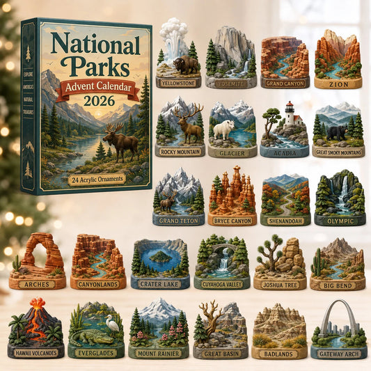 CHRISTMAS KICKOFF 40% OFF - National Parks Advent Calendar 2026 - 24-Day Festive Countdown, Acrylic Charms Blind Box - Gift For Family & Friends