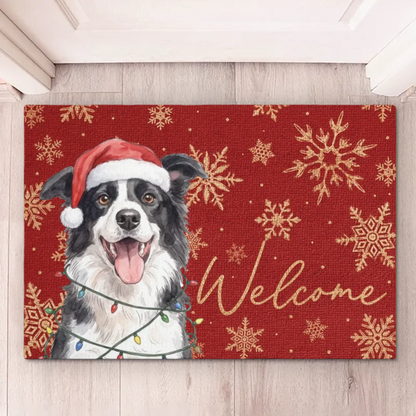Custom Photo Home Decor Decorative Mat - Personalized  Christmas Birthday Gifts For Dog Cat Lovers, Dog Dad And Mom, Cat Owners - Paws And Holiday Cheer