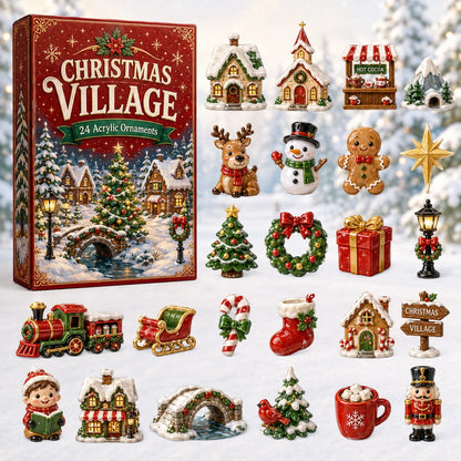 CHRISTMAS KICKOFF 40% OFF - Christmas Village Moments Advent Calendar 2026 - 24-Day Festive Countdown, Acrylic Charms Blind Box - Gift For Family & Friends
