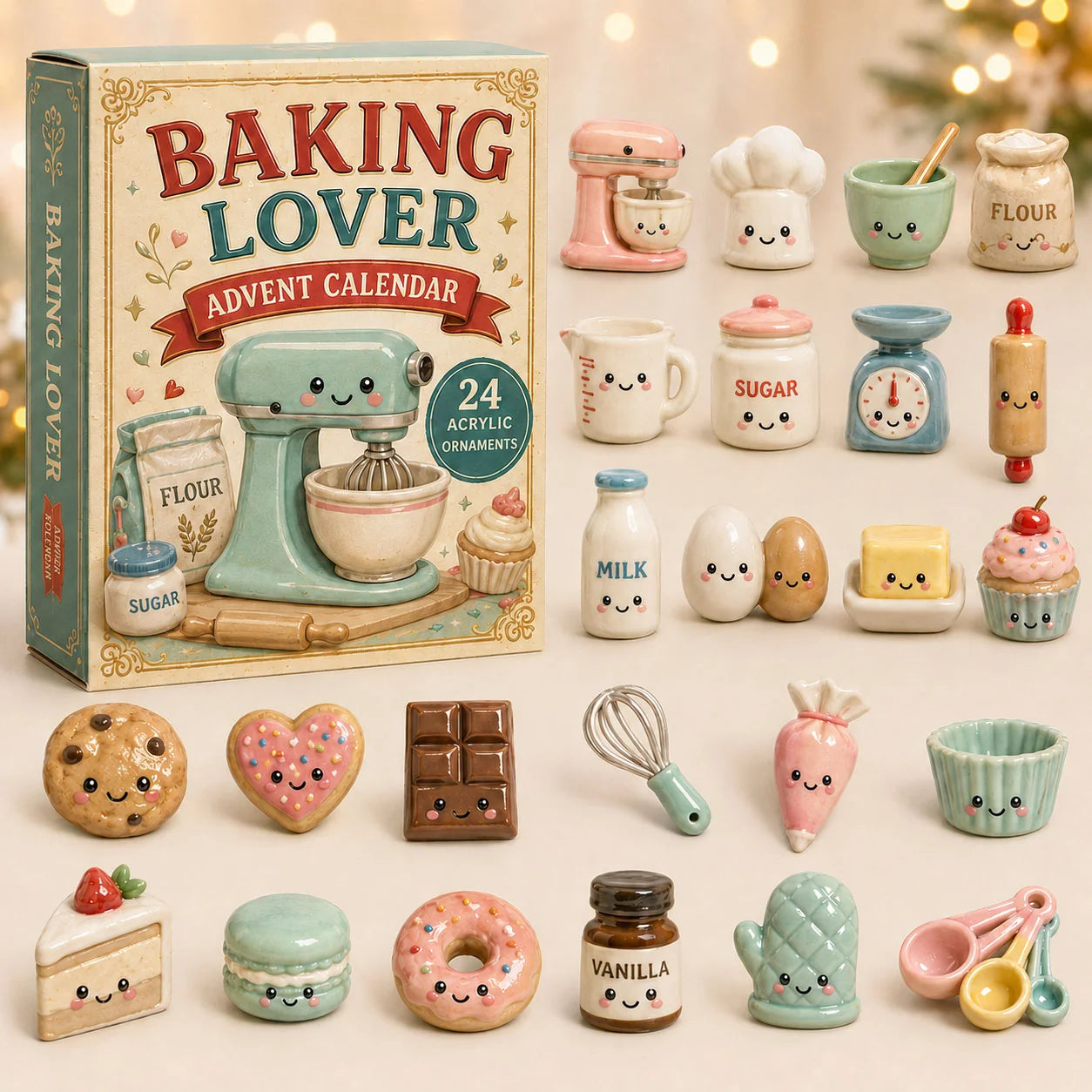 CHRISTMAS KICKOFF 40% OFF - Cookie Kitchen Advent Calendar 2026 - 24-Day Festive Countdown, Acrylic Charms Blind Box - Gift For Bakers