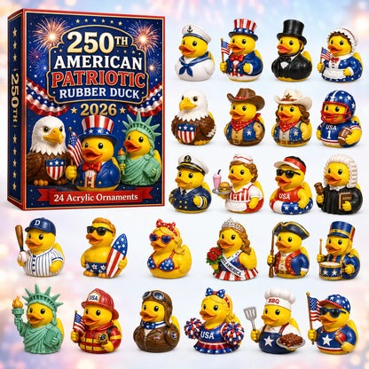 ⭐ CHRISTMAS KICKOFF 40% OFF 💙 - American Patriotic Rubber Duck Advent Calendar 2026 - 24-Day Festive Countdown, Acrylic Charms Blind Box - Gift For Family & Friends