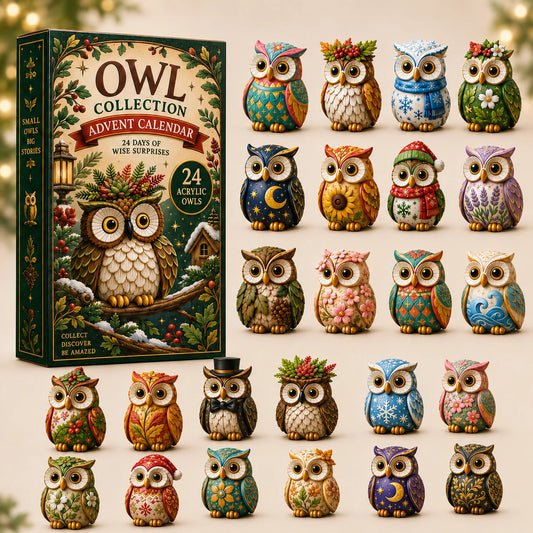 CHRISTMAS KICKOFF 40% OFF - Owl Wonders Advent Calendar 2026 - 24-Day Festive Countdown, Acrylic Charms Blind Box - Gift For Animal Lovers