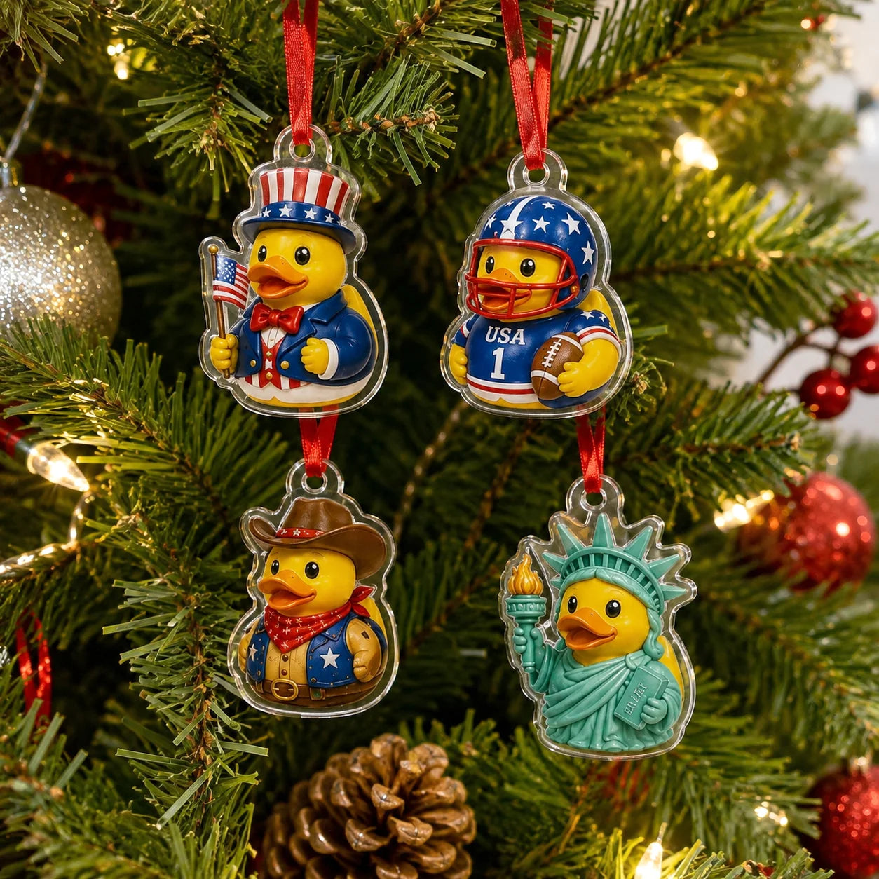 ⭐ CHRISTMAS KICKOFF 40% OFF 💙 - American Patriotic Rubber Duck Advent Calendar 2026 - 24-Day Festive Countdown, Acrylic Charms Blind Box - Gift For Family & Friends