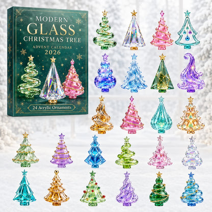 ❄️ CHRISTMAS KICKOFF 40% OFF 🎄 - Modern Glass Christmas Tree Advent Calendar 2026 - 24-Day Festive Countdown, Acrylic Charms Blind Box - Gift For Family & Friends