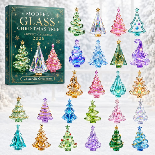 ❄️ CHRISTMAS KICKOFF 40% OFF 🎄 - Modern Glass Christmas Tree Advent Calendar 2026 - 24-Day Festive Countdown, Acrylic Charms Blind Box - Gift For Family & Friends