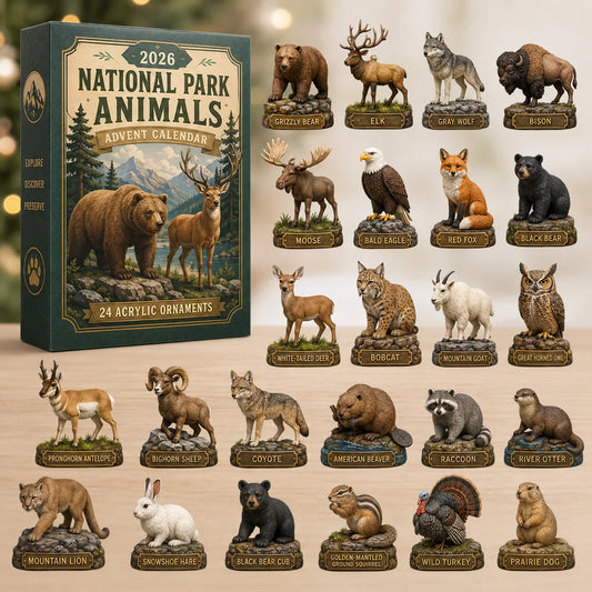 CHRISTMAS KICKOFF 40% OFF - National Park Animals Advent Calendar 2026 - 24-Day Festive Countdown, Acrylic Charms Blind Box - Gift For Family & Friends