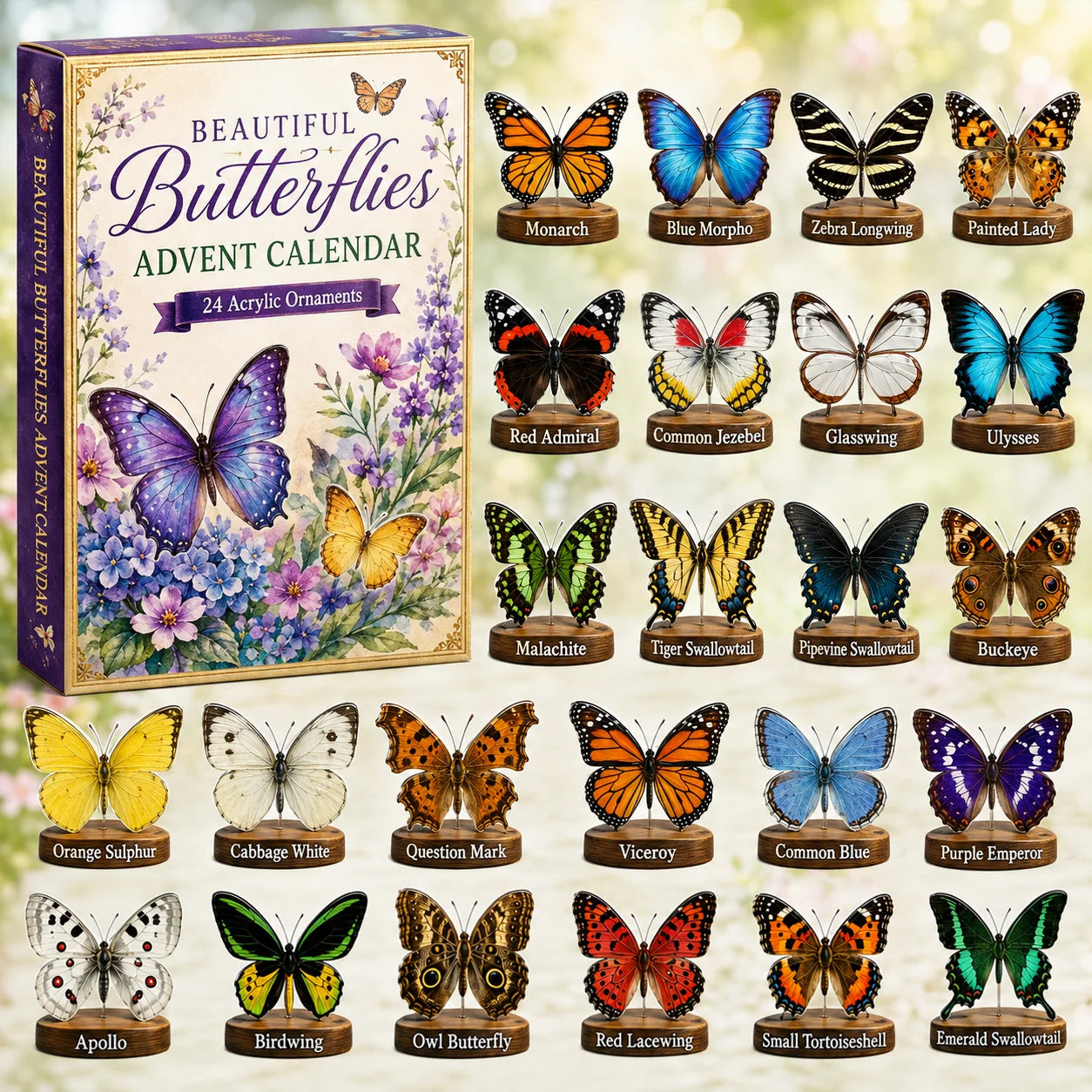 🦋 CHRISTMAS KICKOFF 40% OFF 🌺 - Beautiful Butterflies Advent Calendar 2026 - 24-Day Festive Countdown, Acrylic Charms Blind Box - Gift For Butterfly Lovers
